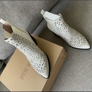 Steve Madden White Bone Studded Booties